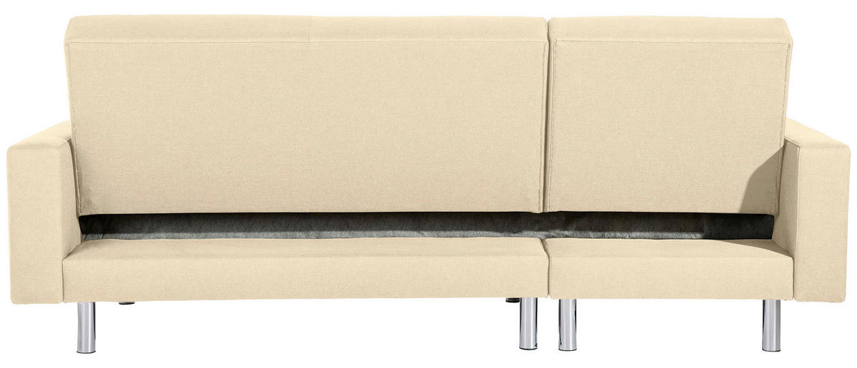 ECKSCHLAFSOFA inkl. Hocker in Beige Textil   - Chromfarben/Beige, Konventionell, Textil/Metall (152/230cm) - Max Winzer