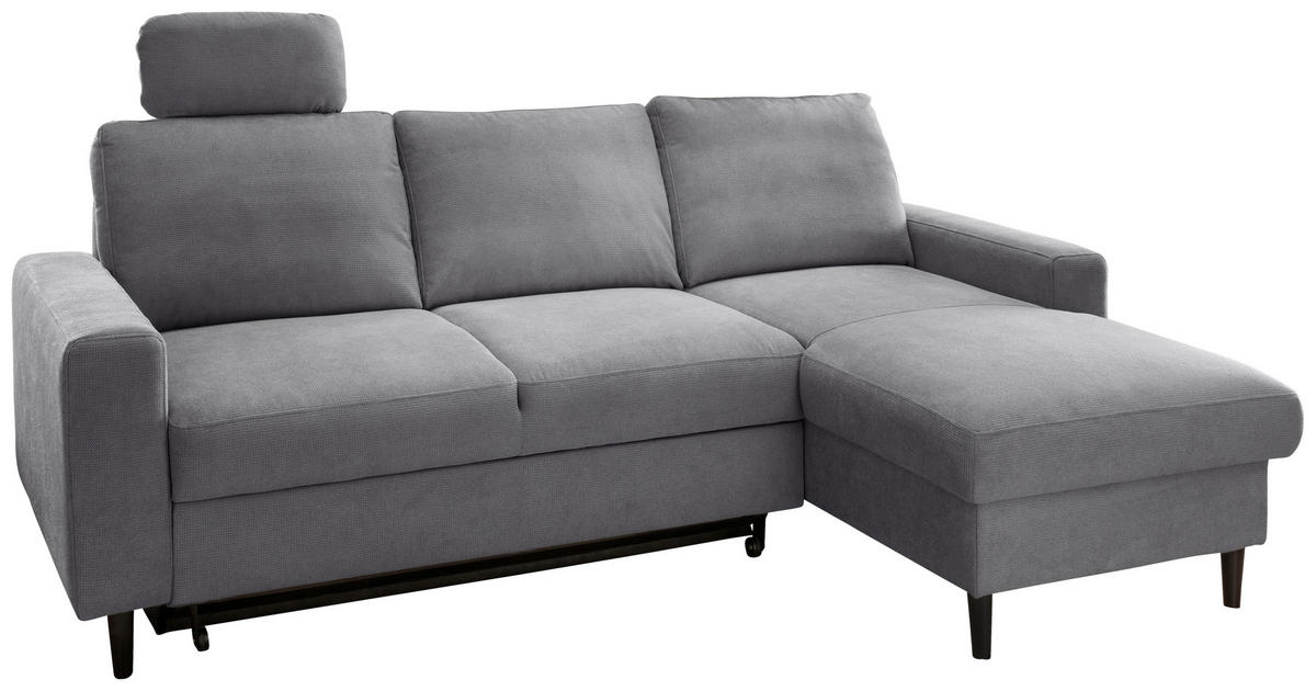 ECKSCHLAFSOFA in Chenille Dunkelgrau  - Dunkelgrau/Schwarz, Modern, Holz/Textil (234/147cm) - Livetastic