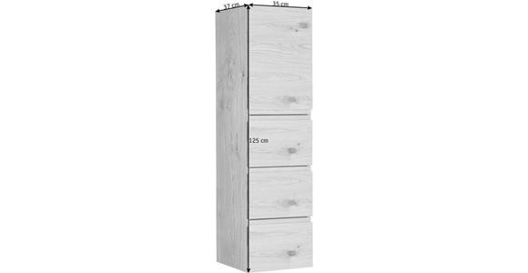 MIDISCHRANK 35/125/37 cm  - Weiß, Design, Glas/Holzwerkstoff (35/125/37cm) - Novel