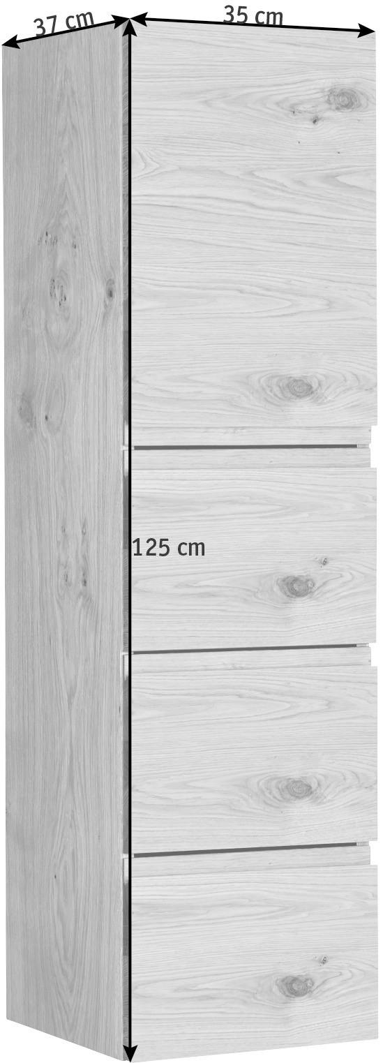 MIDISCHRANK 35/125/37 cm  - Weiß, Design, Glas/Holzwerkstoff (35/125/37cm) - Novel