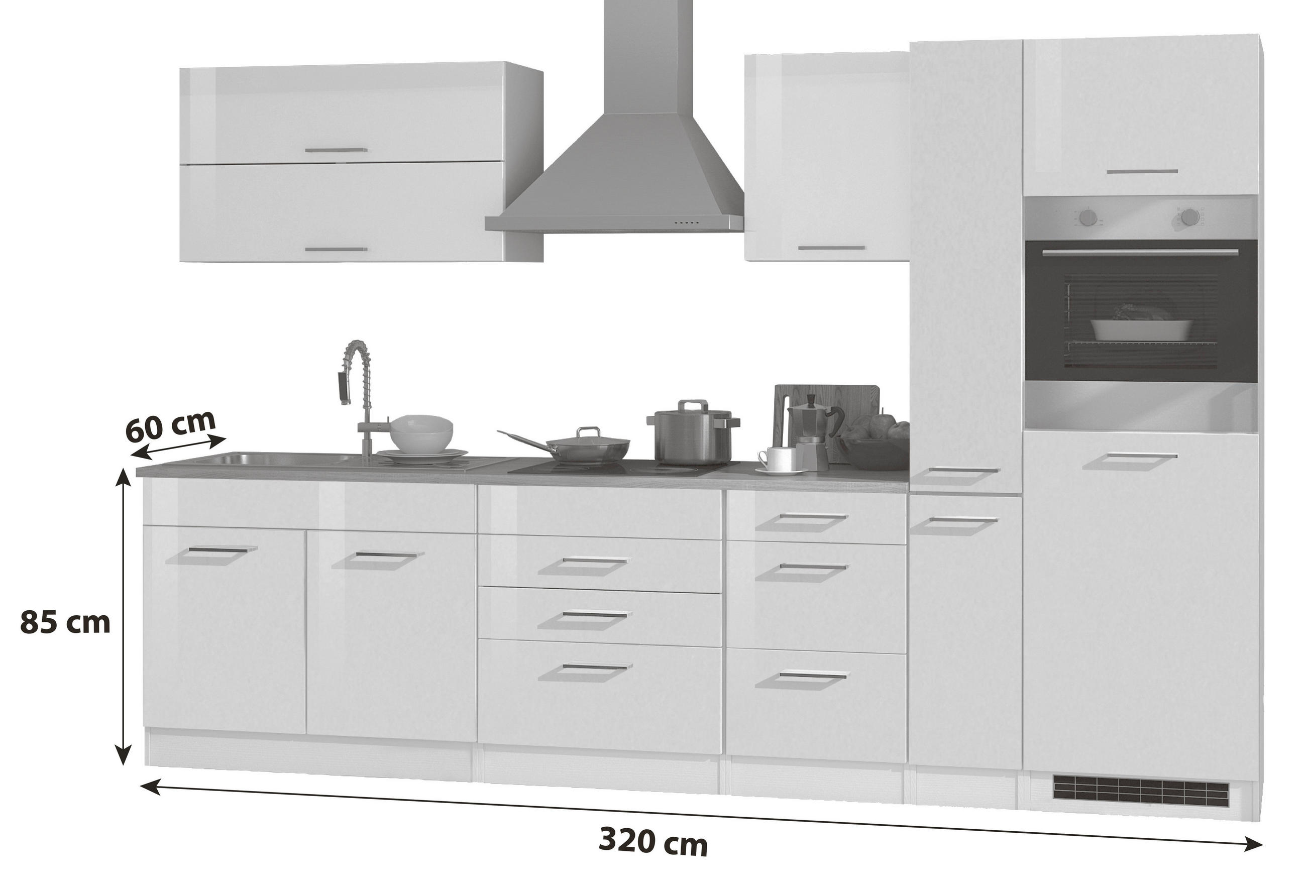 Thumbnail - Held Küchenblock Mailand, Weiß, Weiß Hochglanz, Metall, 6 Schublade(n),1 Schublade(n) Schubladen, seitenverkehrt montier...