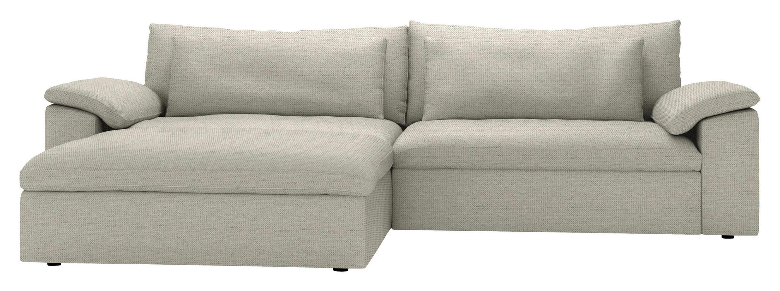 ECKSOFA 198/306 cm  in Chenille Hellbraun Rückenkissen, Nierenkissen, Armlehnenkissen, Rücken echt  198/306 cm  - Hellbraun/Schwarz, MODERN, Kunststoff/Textil (198/306cm) - Carryhome