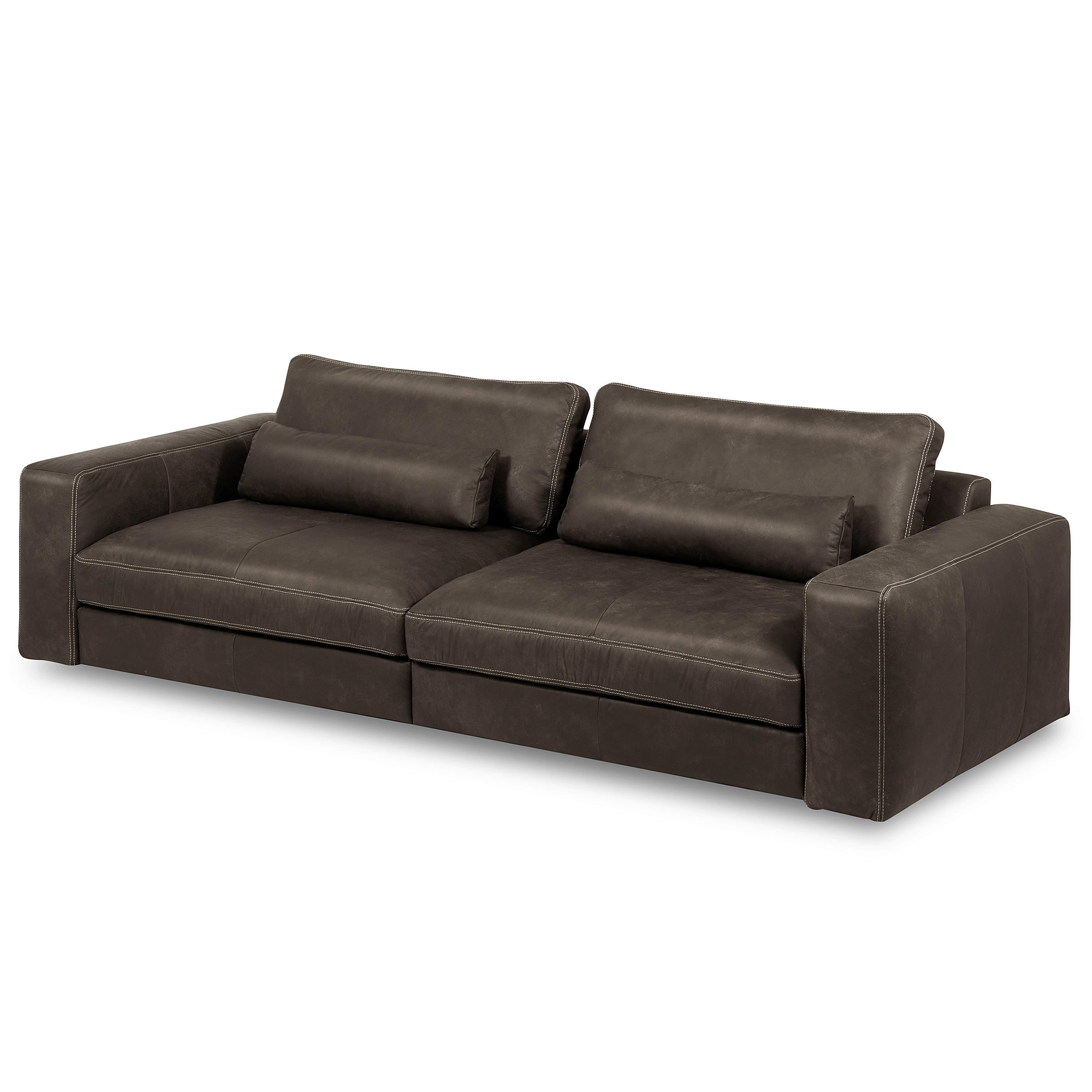 3-SITZER-SOFA Echtleder Fango  - Fango/Beige, Design, Leder/Kunststoff (300/85/123cm) - Livetastic