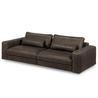 3-SITZER-SOFA  in Echtleder Fango   - Fango/Beige, Design, Leder/Kunststoff (300/85/123cm) - Livetastic