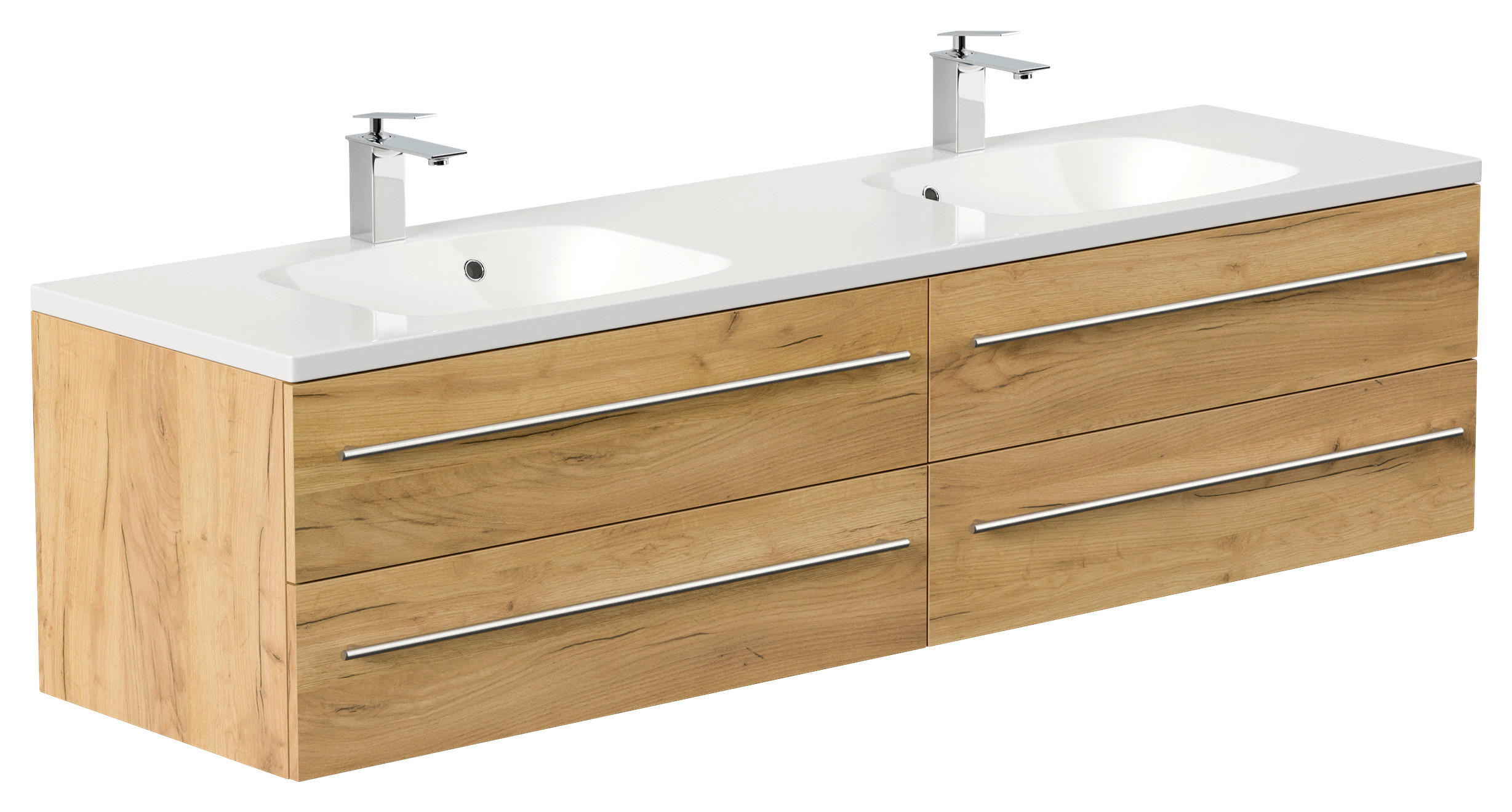 WASCHTISCHKOMBI 180 cm  - Eichefarben/Weiß, Basics, Holzwerkstoff/Stein (180cm) - MID.YOU