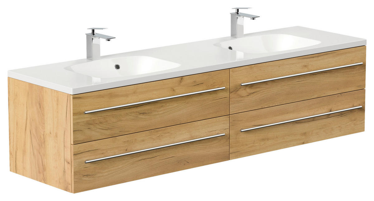 WASCHTISCHKOMBI 180 cm  - Eichefarben/Weiß, Basics, Holzwerkstoff/Stein (180cm) - MID.YOU