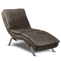 RELAXLIEGE in Echtleder Fango  - Fango/Silberfarben, Design, Leder/Metall (65/95/171cm) - Celina Home