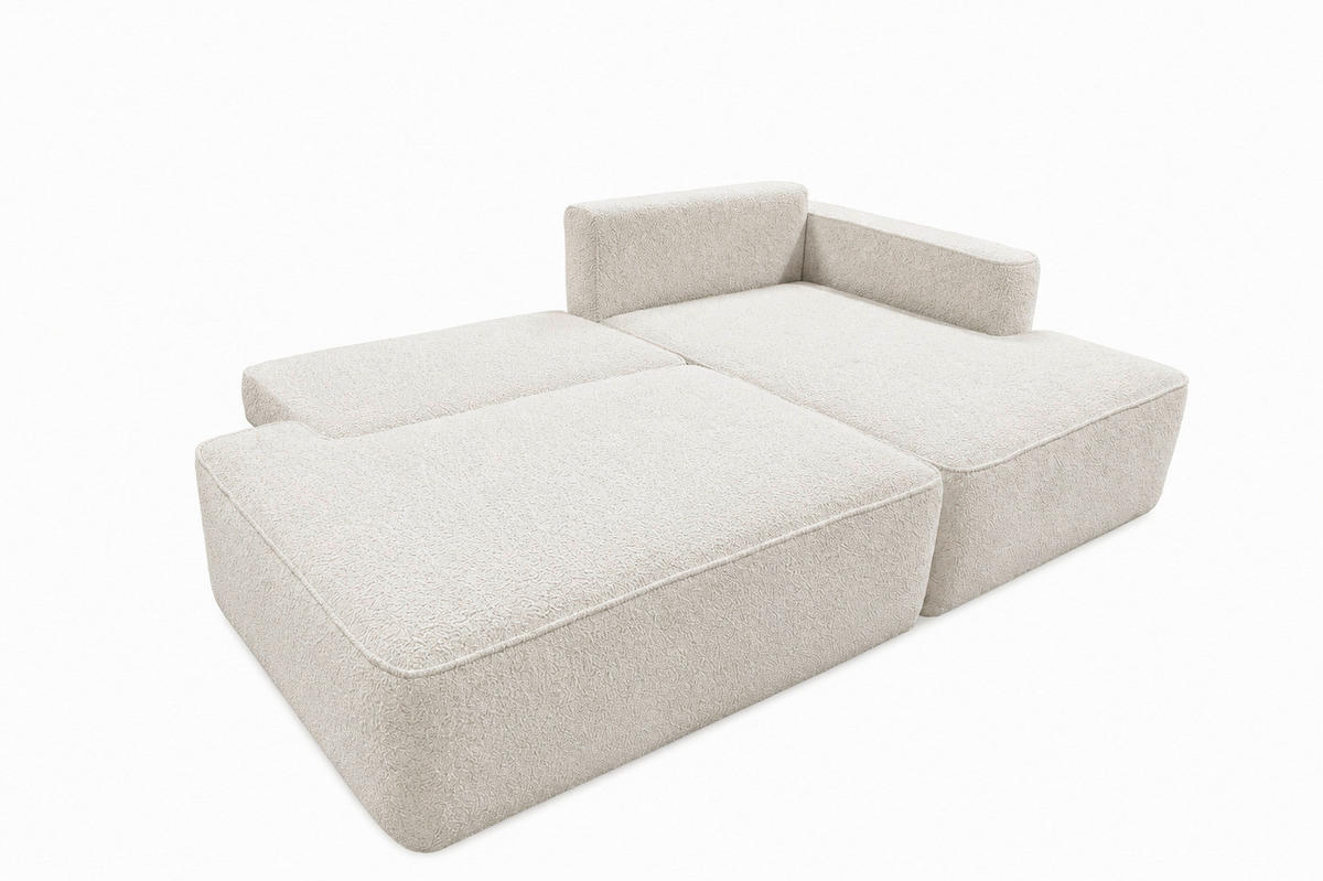 ECKSOFA FREDO Creme Bouclé  - Creme/Schwarz, Design, Kunststoff/Textil (233/150cm) - MID.YOU
