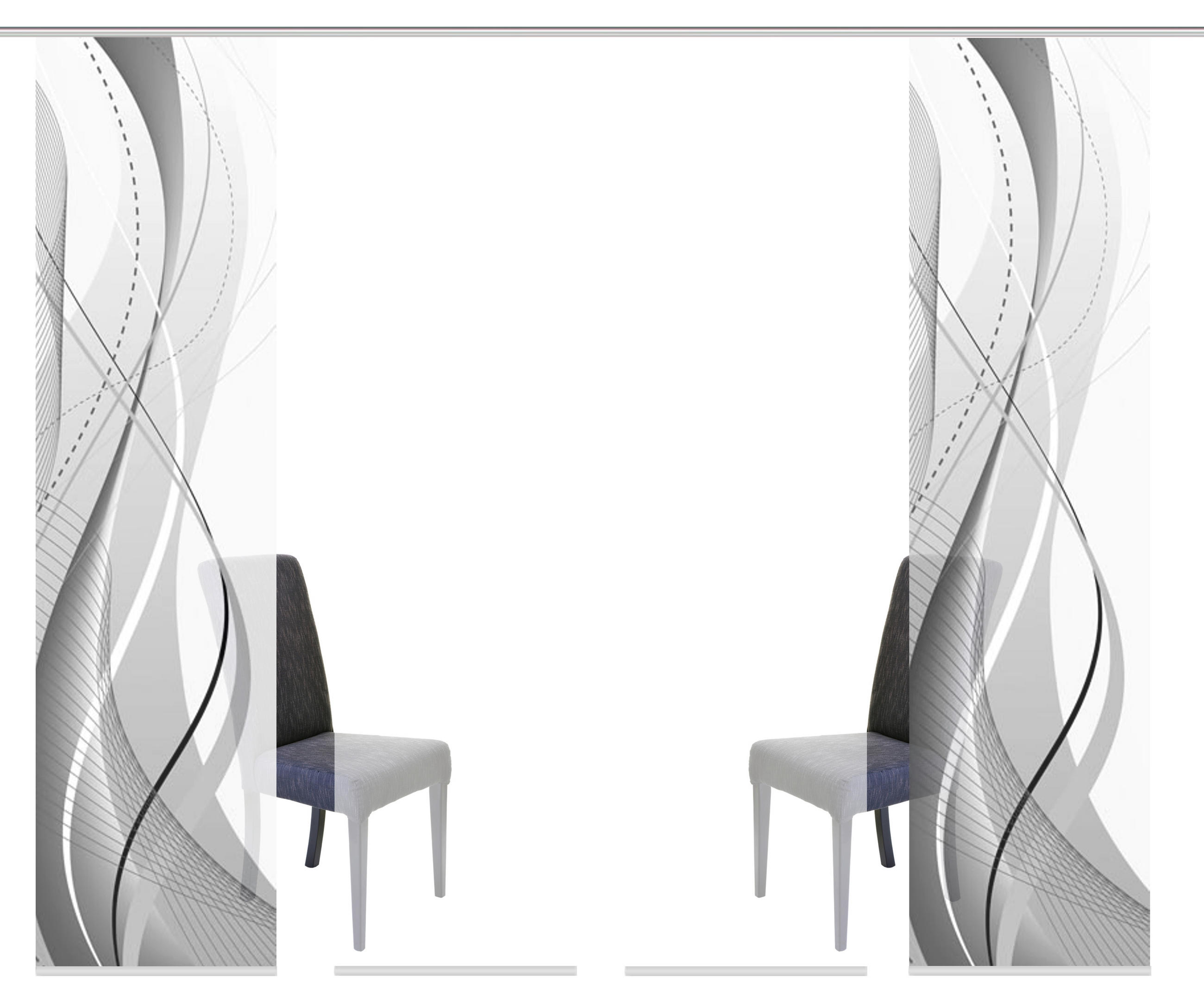 FLÄCHENVORHANG 4ER SET  4 Stück  halbtransparent   4x60/245 cm  - Grau, Design, Textil (4x60/245cm)