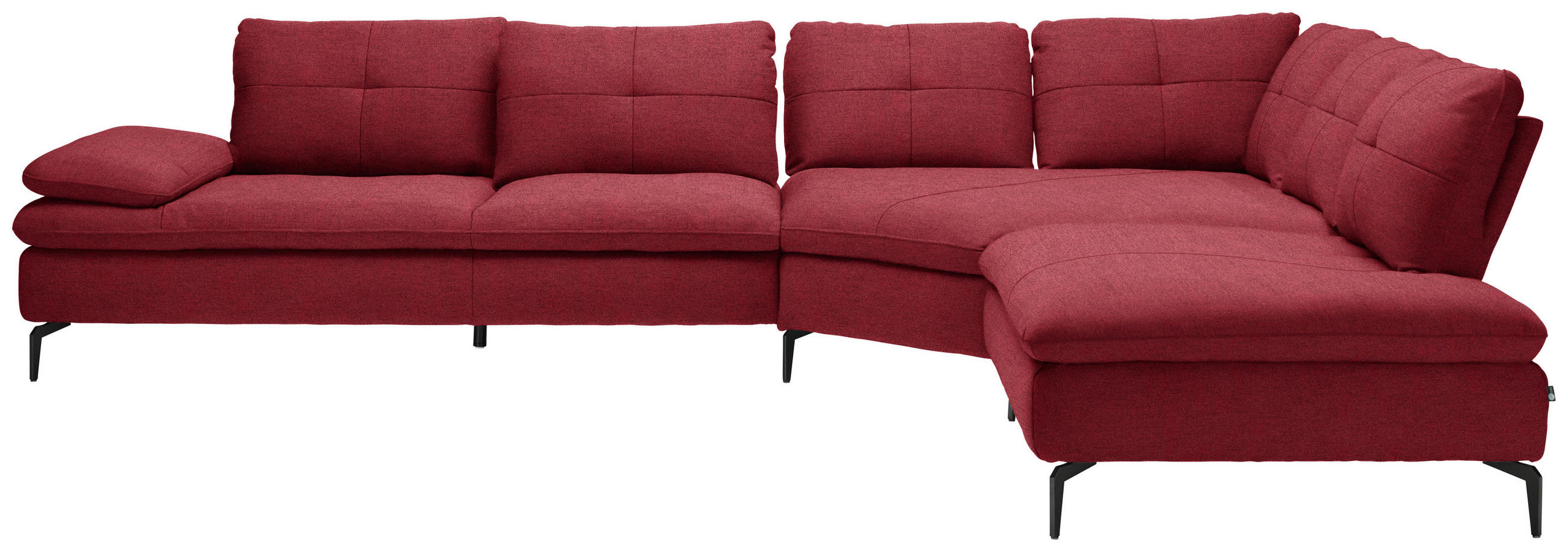 ECKSOFA in Flachgewebe Bordeaux  - Bordeaux/Schwarz, Design, Textil/Metall (344/271cm) - Chilliano