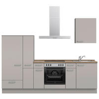 KÜCHENLEERBLOCK 270 cm   in Grau, Eiche dunkel  - Eiche dunkel/Edelstahlfarben, MODERN, Holzwerkstoff/Metall (270cm) - Nobilia