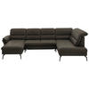 WOHNLANDSCHAFT in Echtleder Graubraun  - Graubraun/Schwarz, Design, Leder/Metall (181/336/206cm) - Beldomo Speed