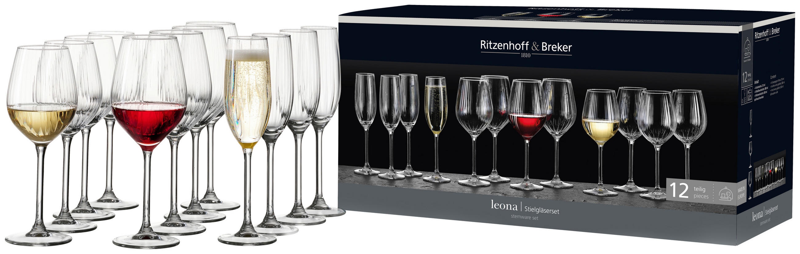 GLÄSERSET Leona  12-teilig  - Klar, KONVENTIONELL, Glas (50/19/24cm) - Ritzenhoff Breker