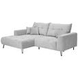 ECKSOFA in Cord Hellgrau  - Hellgrau/Schwarz, KONVENTIONELL, Textil/Metall (185/250cm) - Carryhome