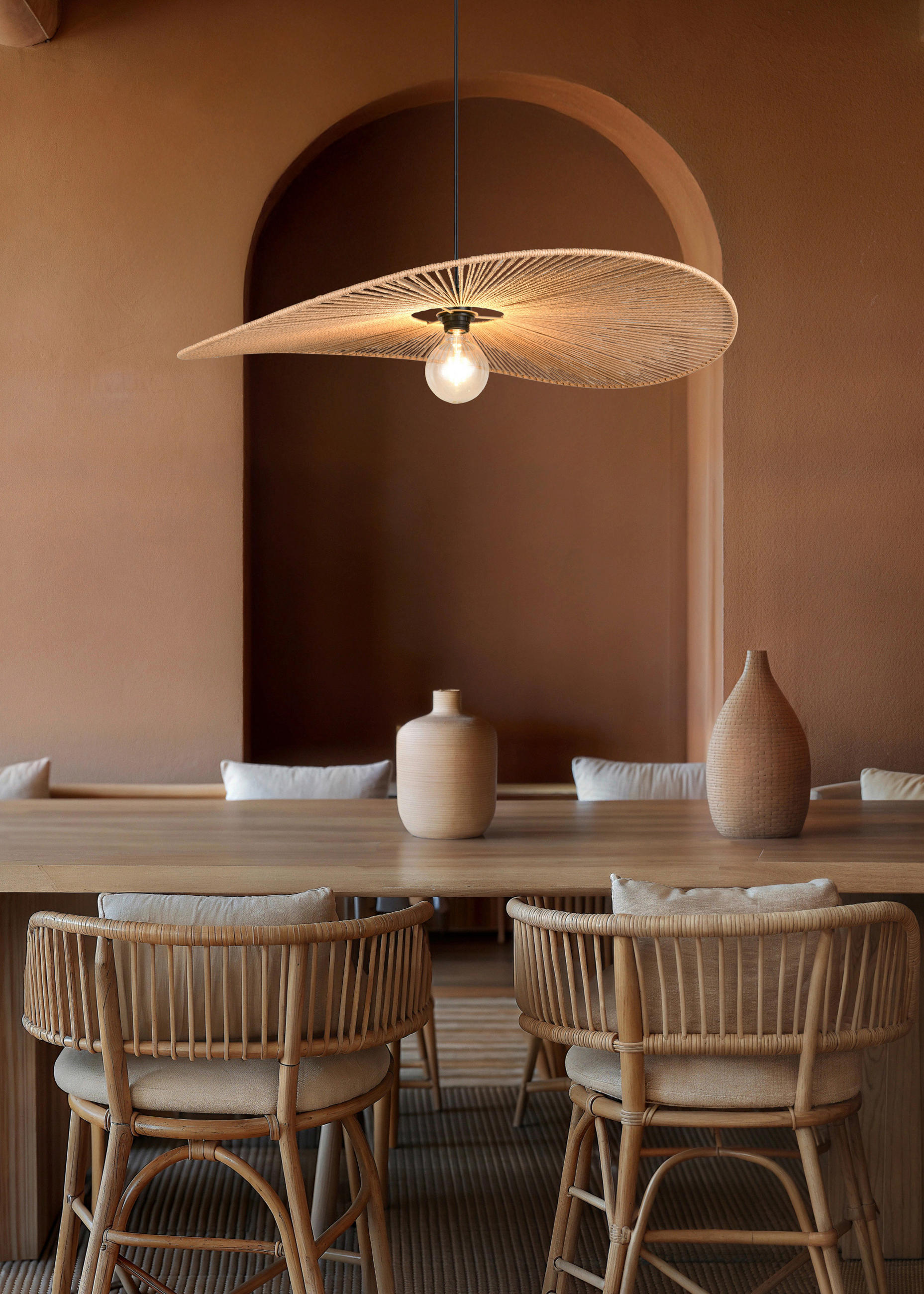 PENDELLAMPA 78/150 cm  - brun/svart, Natur, papper (78/150cm)