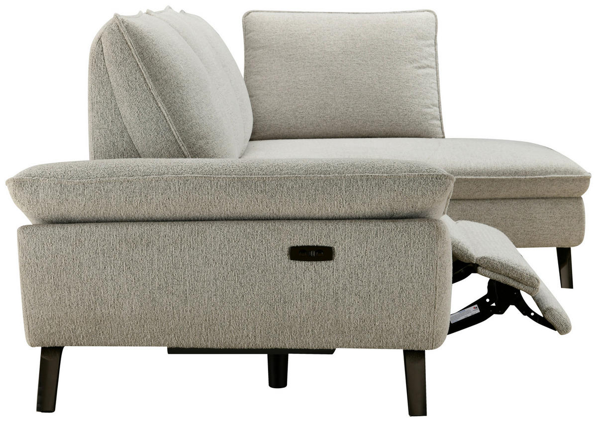 ECKSOFA Beige Webstoff  - Beige/Schwarz, MODERN, Textil/Metall (290/161cm) - Livetastic