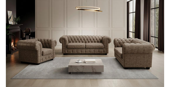 CHESTERFIELD-SESSEL - Wengefarben/Hellbraun, LIFESTYLE, Leder/Holz (115/76,5/96cm) - Landscape