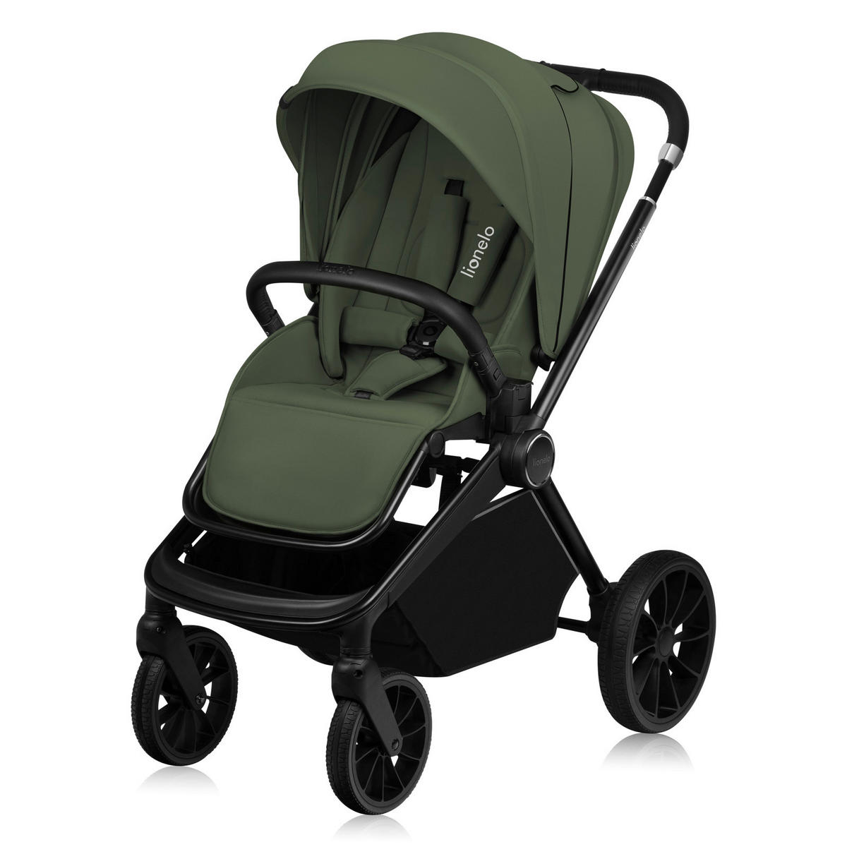 KINDERWAGENSET  Mika Plus 3 in 1  Green Olive  - Schwarz/Olivgrün, Basics, Textil (93/62/110cm) - Lionelo