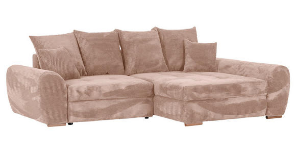 ECKSOFA in Cord Altrosa  - Eichefarben/Altrosa, KONVENTIONELL, Holz/Textil (276/177cm) - Carryhome