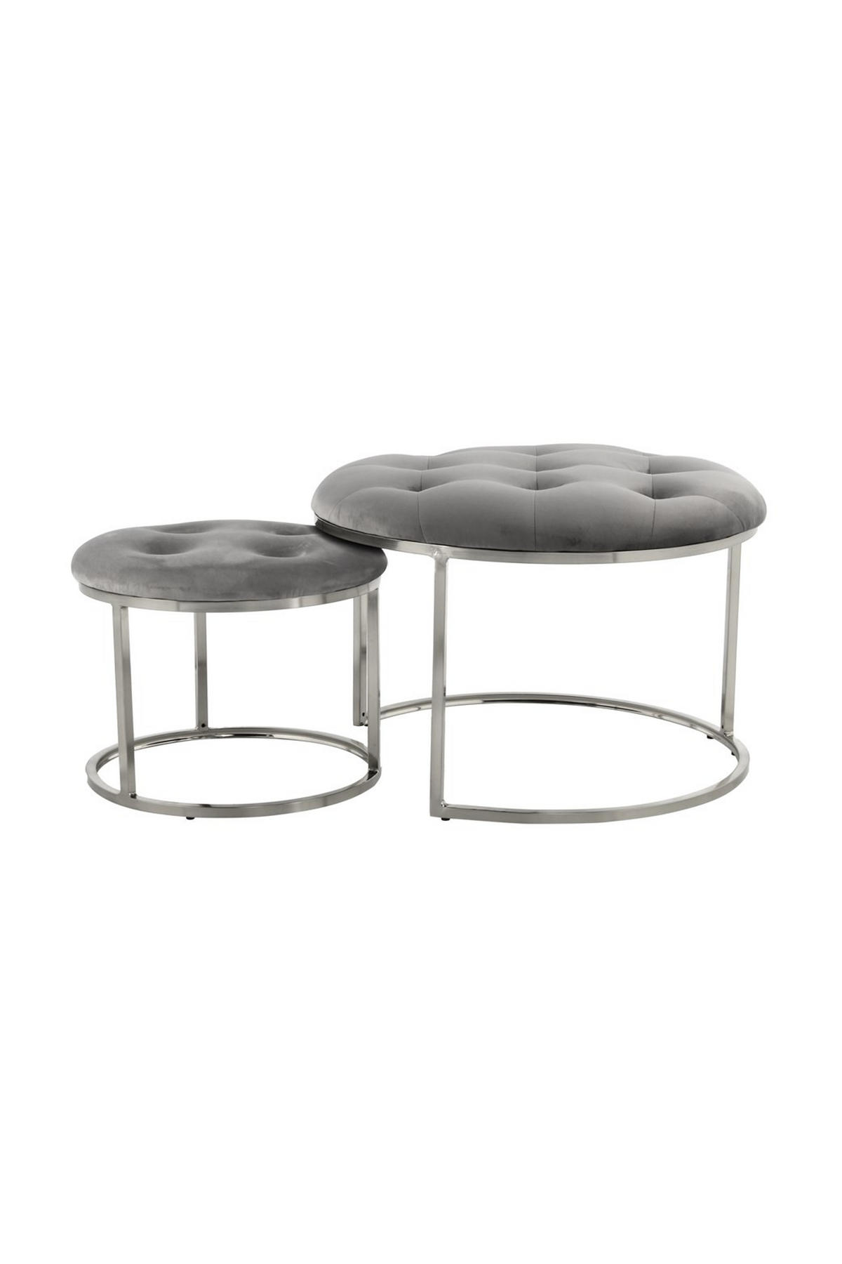 HOCKERSET Grau, Silberfarben  - Silberfarben/Grau, Design, Textil/Metall (40 / 60/32 / 41/40 / 60cm) - Kayoom