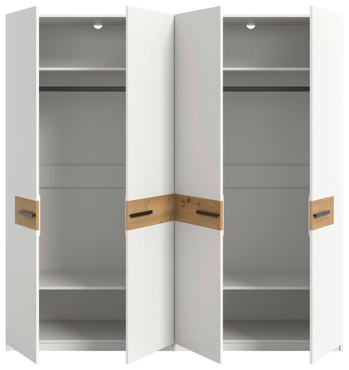 DREHTÜRENSCHRANK 200/201/55 cm,  in Weiß, Eiche Artisan, 4-türig  - Schwarz/Weiß, ROMANTIK / LANDHAUS, Holzwerkstoff/Kunststoff (200/201/55cm) - Livetastic