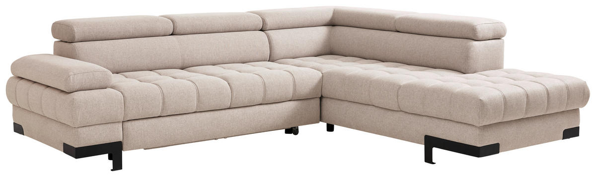 ECKSOFA in Webstoff Beige  - Beige/Schwarz, Design, Textil/Metall (263/223cm) - Welnova