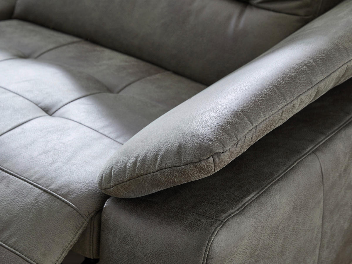 ECKSOFA Olivgrün Mikrofaser Kopfteilverstellung  - Chromfarben/Olivgrün, Design, Textil/Metall (184/280cm) - Pure Home Comfort