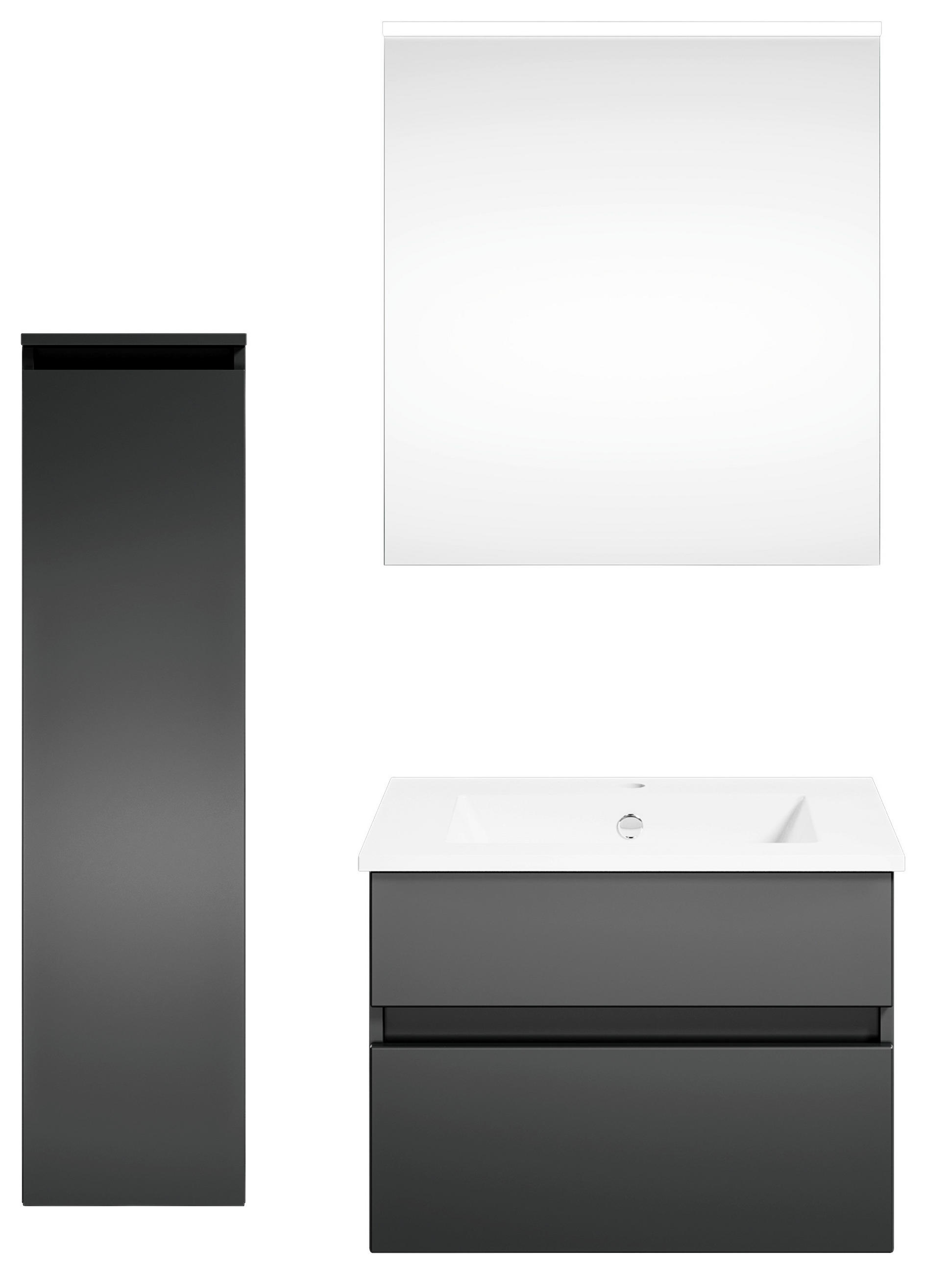 BADEZIMMER in 92,2 cm - Dunkelgrau/Anthrazit, KONVENTIONELL, Holzwerkstoff (92,2cm) - Puris