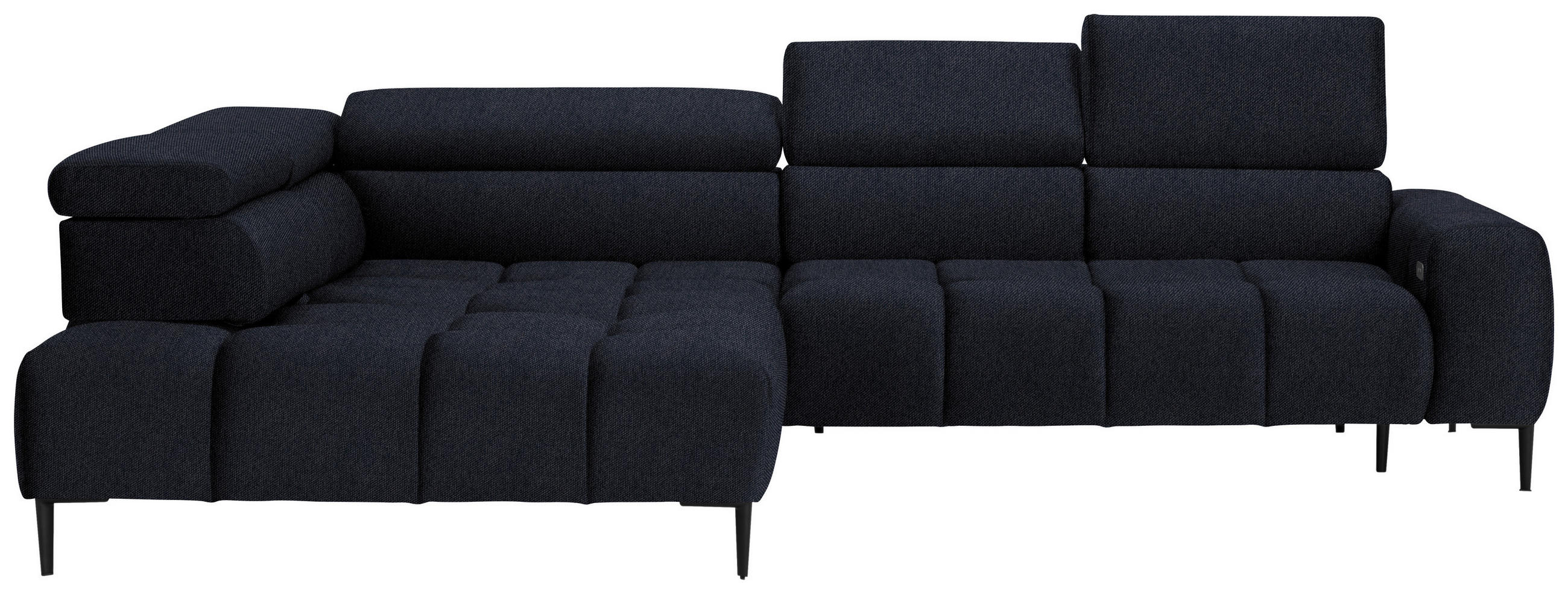 ECKSOFA Schwarz Webstoff  - Schwarz, Design, Textil/Metall (216/300cm) - Welnova