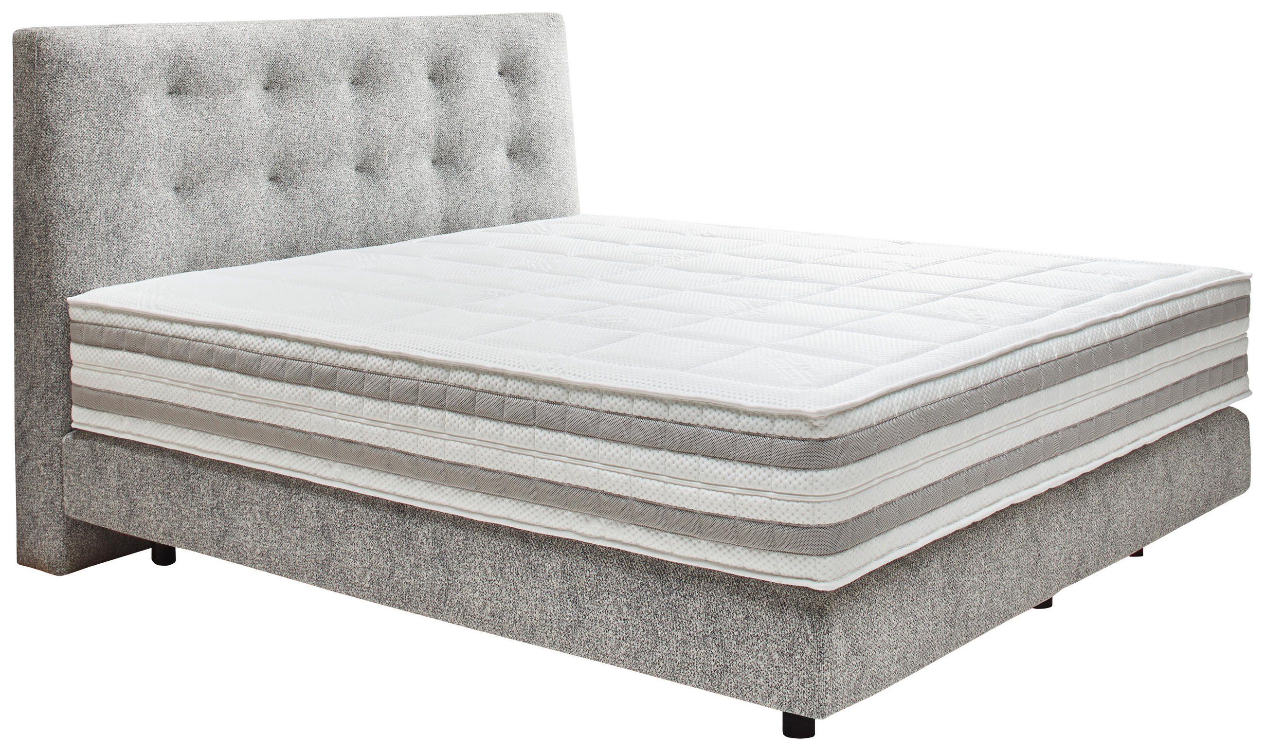 BOXSPRINGBETT 180/200 cm  in Grau  - Schwarz/Grau, KONVENTIONELL, Kunststoff/Textil (180/200cm) - Dieter Knoll