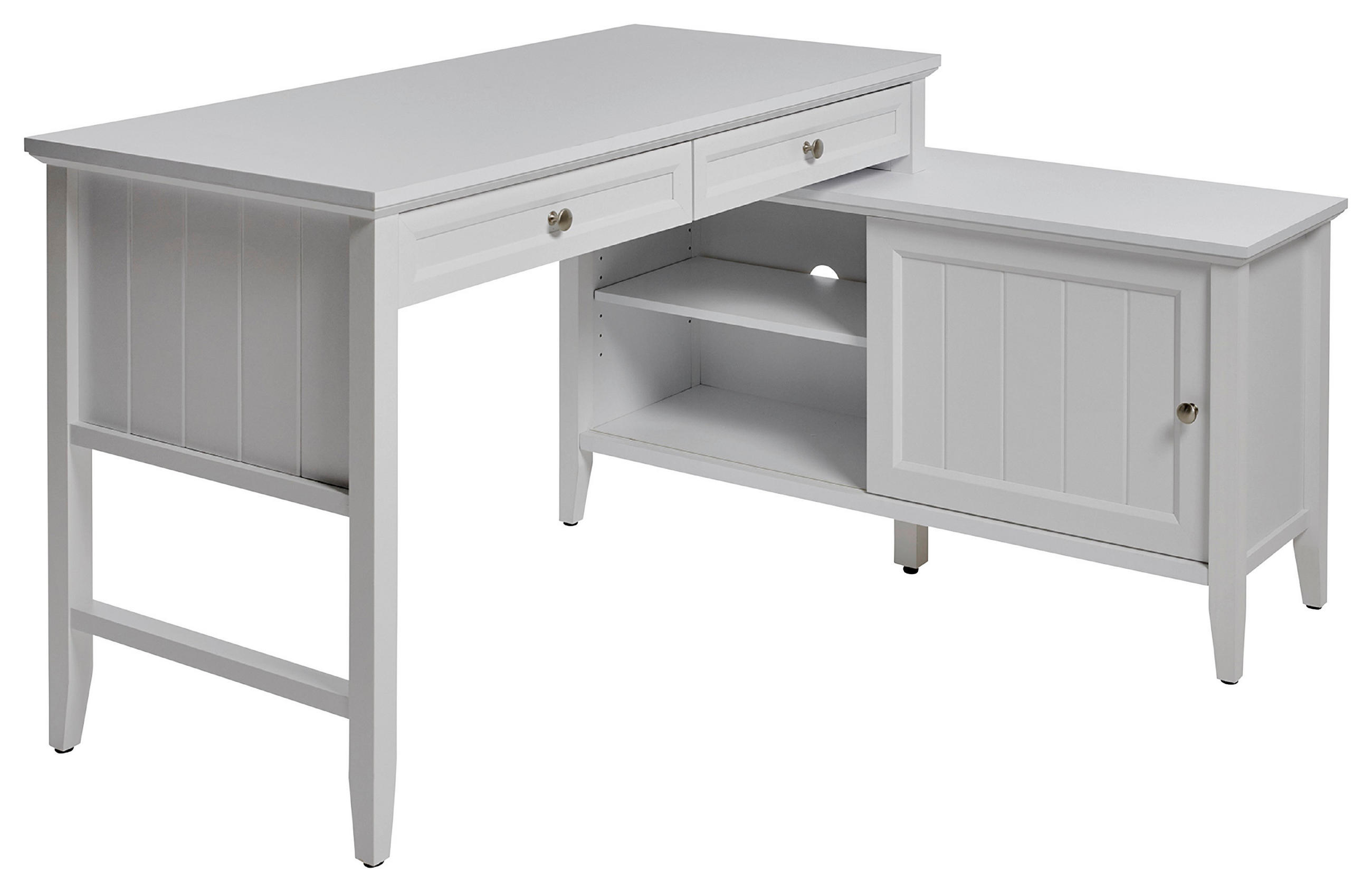 ECKSCHREIBTISCH 145/120/77 cm  in Weiß  - Silberfarben/Weiß, MODERN, Holzwerkstoff/Metall (145/120/77cm) - MID.YOU