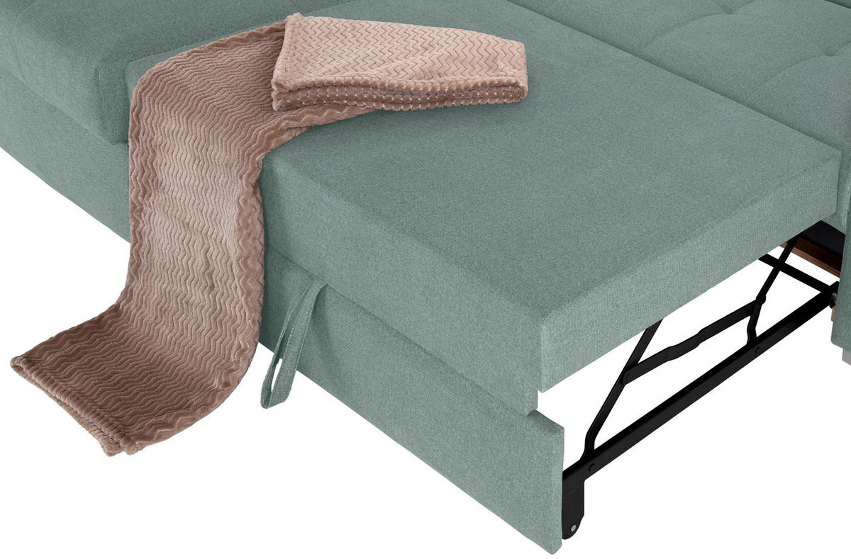 ECKSOFA in Velours Grün  183/292 cm  - Silberfarben/Grün, Design, Holz/Textil (183/292cm) - Livetastic