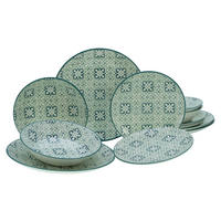 SERVIS Yara Petrol 12 delar  - vit/ljusgrön, Basics, keramik (31/30/23cm) - Creatable