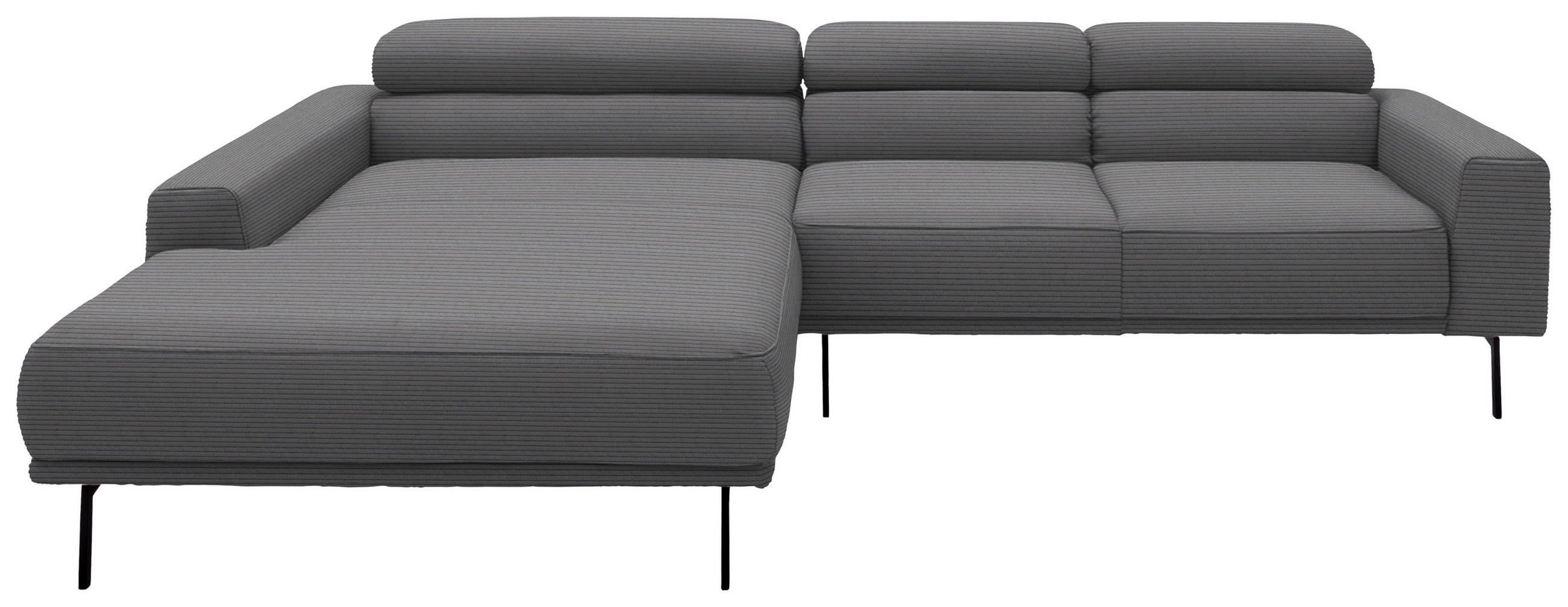ECKSOFA Cord Dunkelgrau  - Dunkelgrau/Schwarz, Design, Textil/Metall (215-217/293cm) - Schöner Wohnen