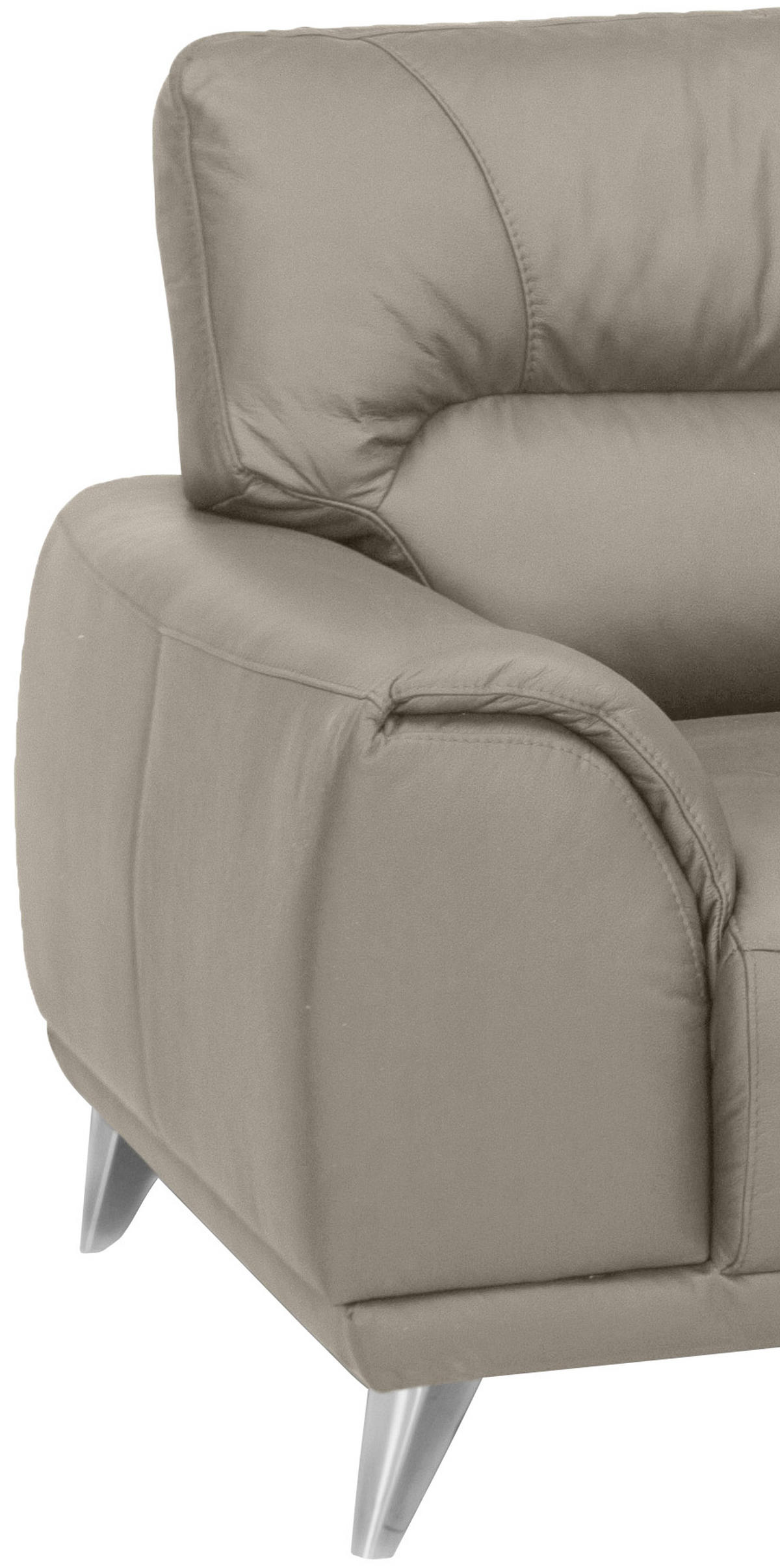 FERNSEHSESSEL in Lederlook Sandfarben  - Sandfarben/Chromfarben, Modern, Textil/Metall (112/92/96cm) - MID.YOU