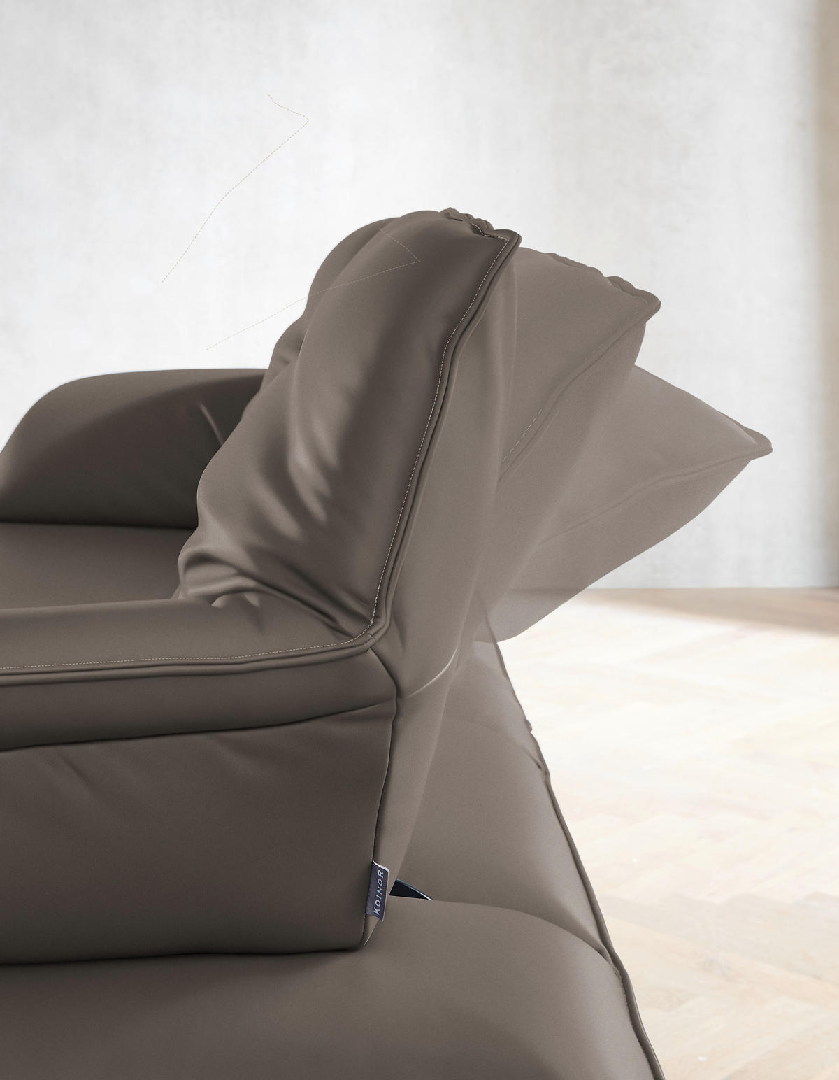 ECKSOFA in Echtleder Graubraun  - Graubraun/Beige, Design, Leder/Metall (169/252cm) - Koinor