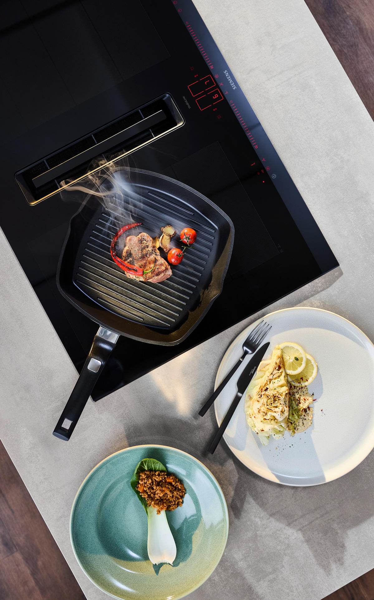 GRILLPANNA 28/28 cm  - stålfärgad/svart, Basics, metall/plast (28/28cm) - Homeware Profession.