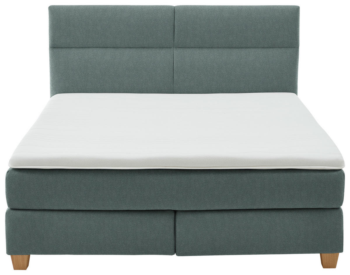 BOXSPRINGBETT 180/200 cm  in Salbeigrün  - Salbeigrün/Naturfarben, MODERN, Holz/Textil (180/200cm) - Beldomo - Sleep