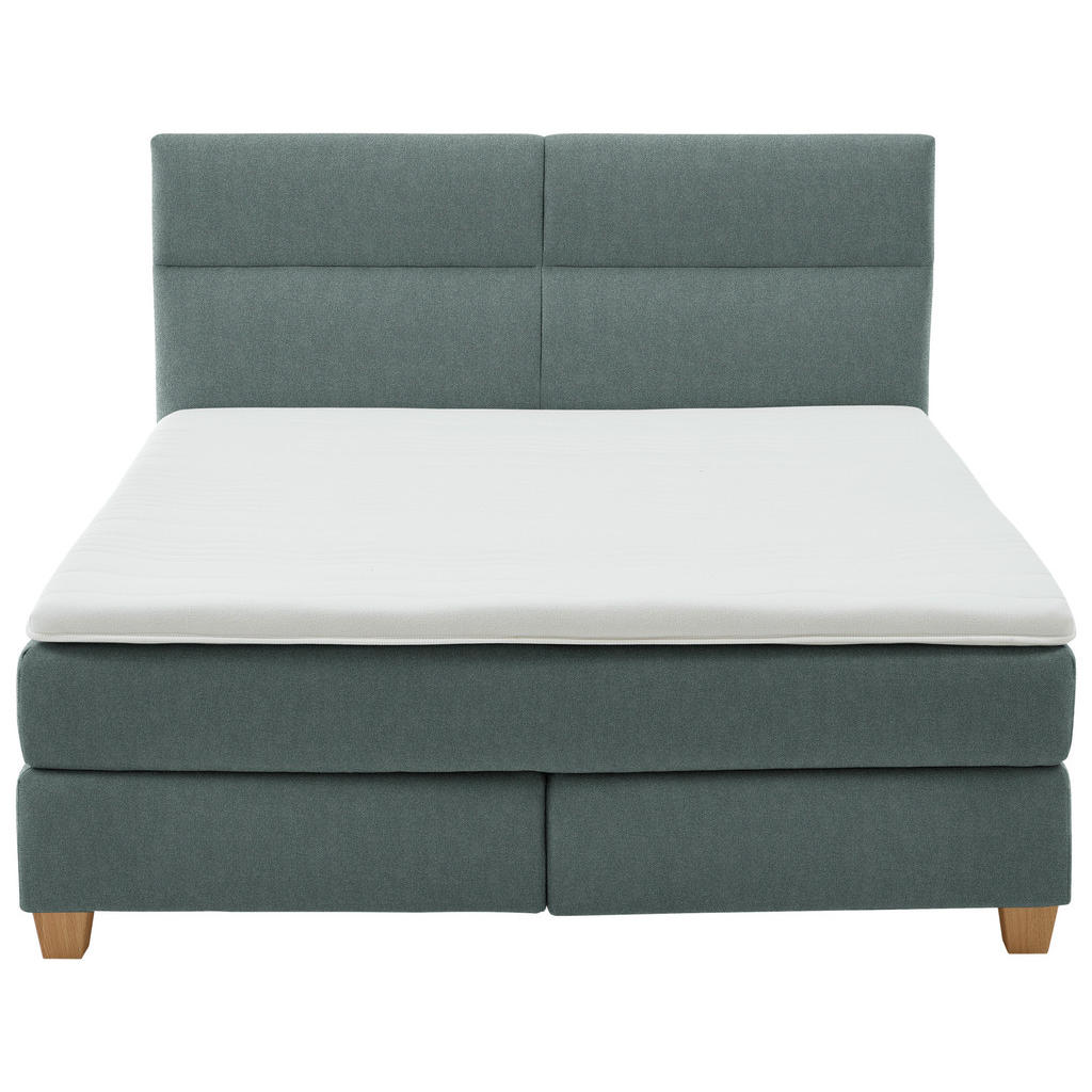 Thumbnail - Beldomo - Sleep Boxspringbett, Salbeigrün, Textil, Buche, massiv, H2 + H3, Höhe ca. 21 cm, 180x200 cm, Goldenes M, Made ...