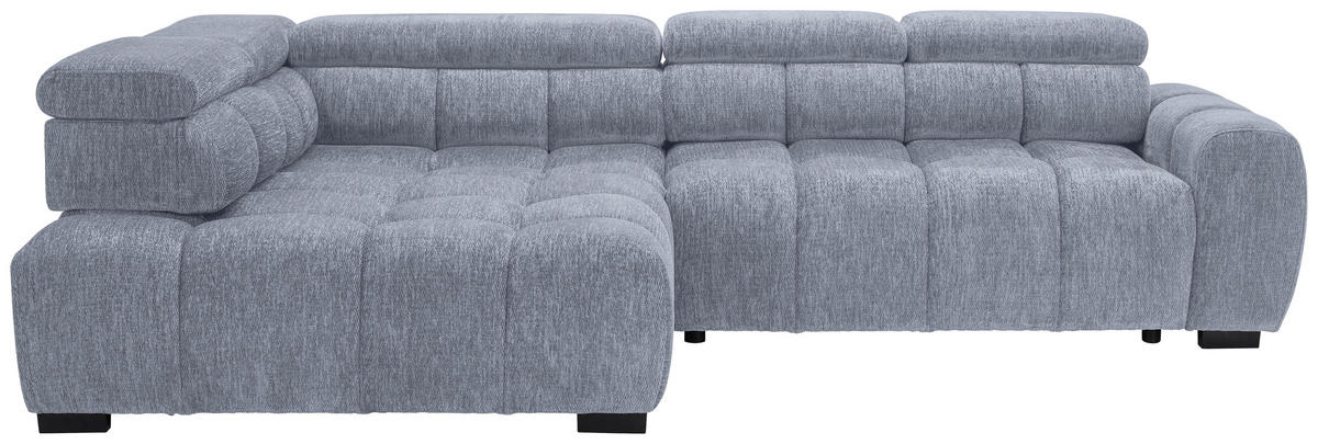 ECKSOFA inkl. Funktionen Grau, Hellblau Webstoff  - Schwarz/Grau, MODERN, Kunststoff/Textil (205/297cm) - Welnova