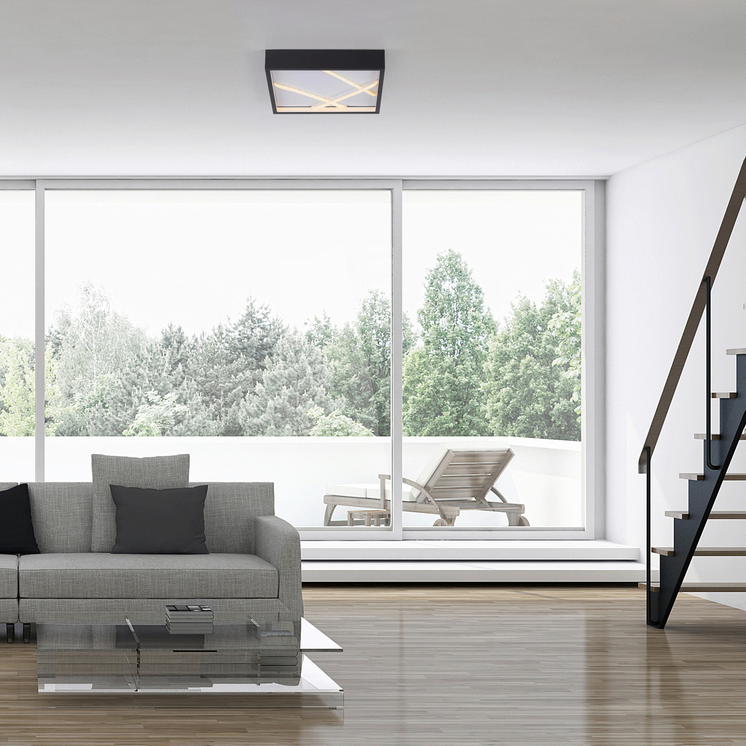 PLAFONIERĂ CU LED - negru, Design, plastic/metal (30/30/4,5cm)