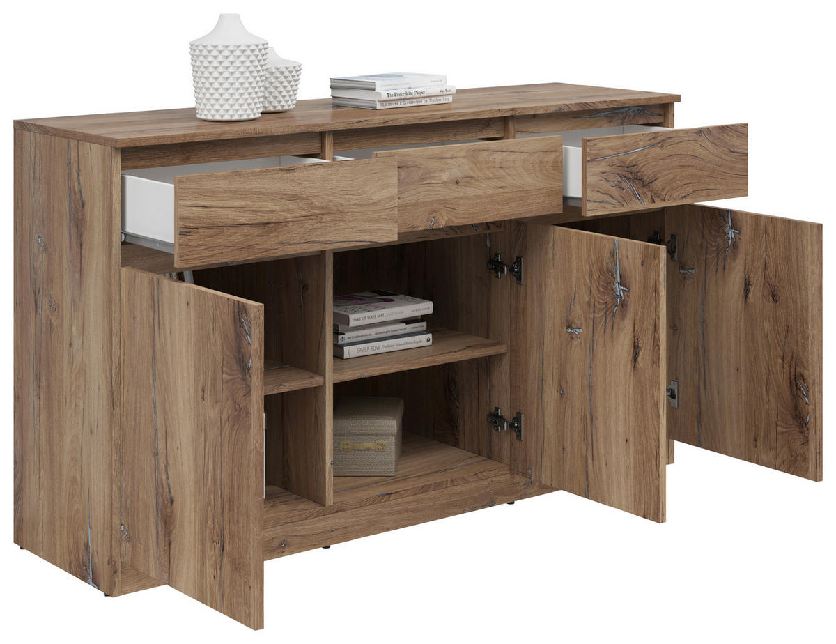 KOMMODE  in 135/81/42 cm  - Eichefarben, KONVENTIONELL, Holzwerkstoff (135/81/42cm)