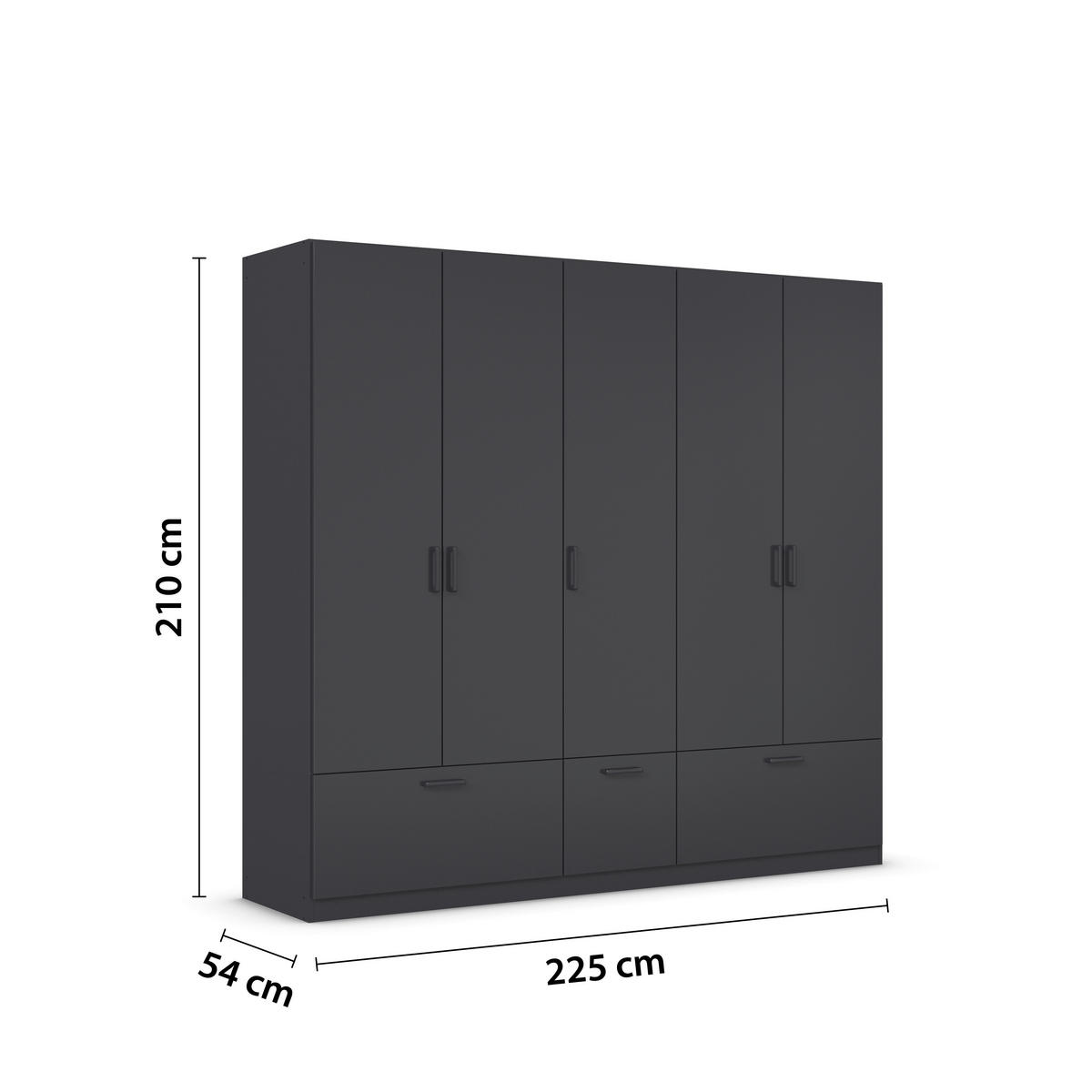 KLEIDERSCHRANK in Grau  - Grau, Basics, Holzwerkstoff/Metall (226/210/54cm) - Boxxx
