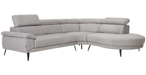 ECKSOFA Grau Velours - Schwarz/Grau, Design, Textil/Metall (299/264cm) - Novel