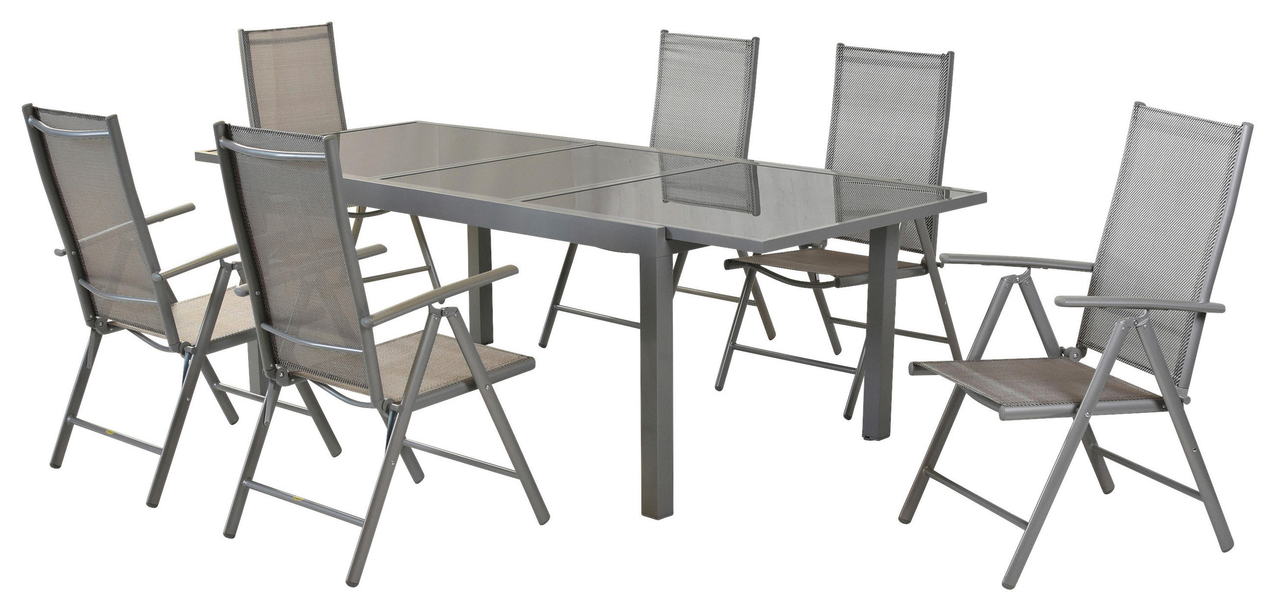 GARTENSET 7-teilig  - Silberfarben/Braun, MODERN, Textil/Metall - Gardenson