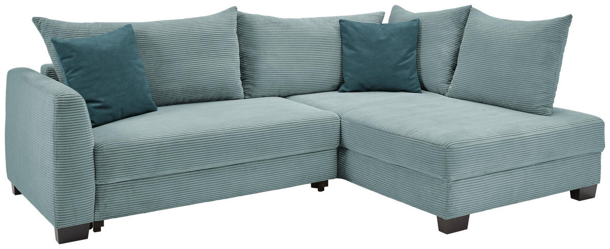 CANAPÉ D'ANGLE in Cord Blaugrau  - Blaugrau/Petrol, Konventionell, Holz/Textil (267/181cm) - Carryhome