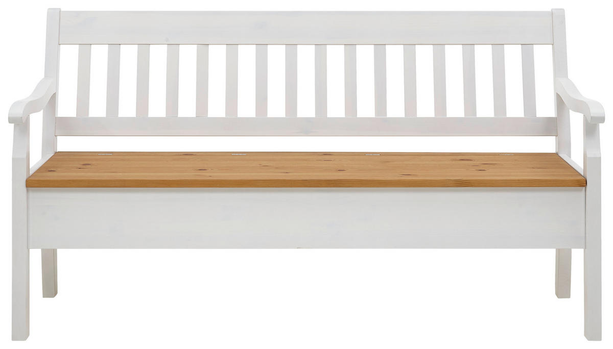 SITZBANK 169/93/58 cm Laugenfarbig, Weiß Kiefer massiv  - Laugenfarbig/Weiß, ROMANTIK / LANDHAUS, Holz (169/93/58cm) - Boxxx