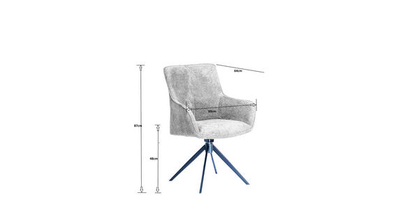 ARMLEHNSTUHL in Eisen Webstoff - Schwarz/Grau, Design, Textil/Metall (64/88/60cm) - Novel