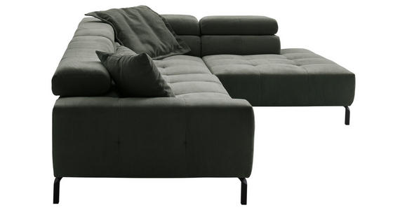 ECKSOFA Olivgrün Feincord  - Schwarz/Olivgrün, KONVENTIONELL, Textil/Metall (311/219cm) - Hom`in