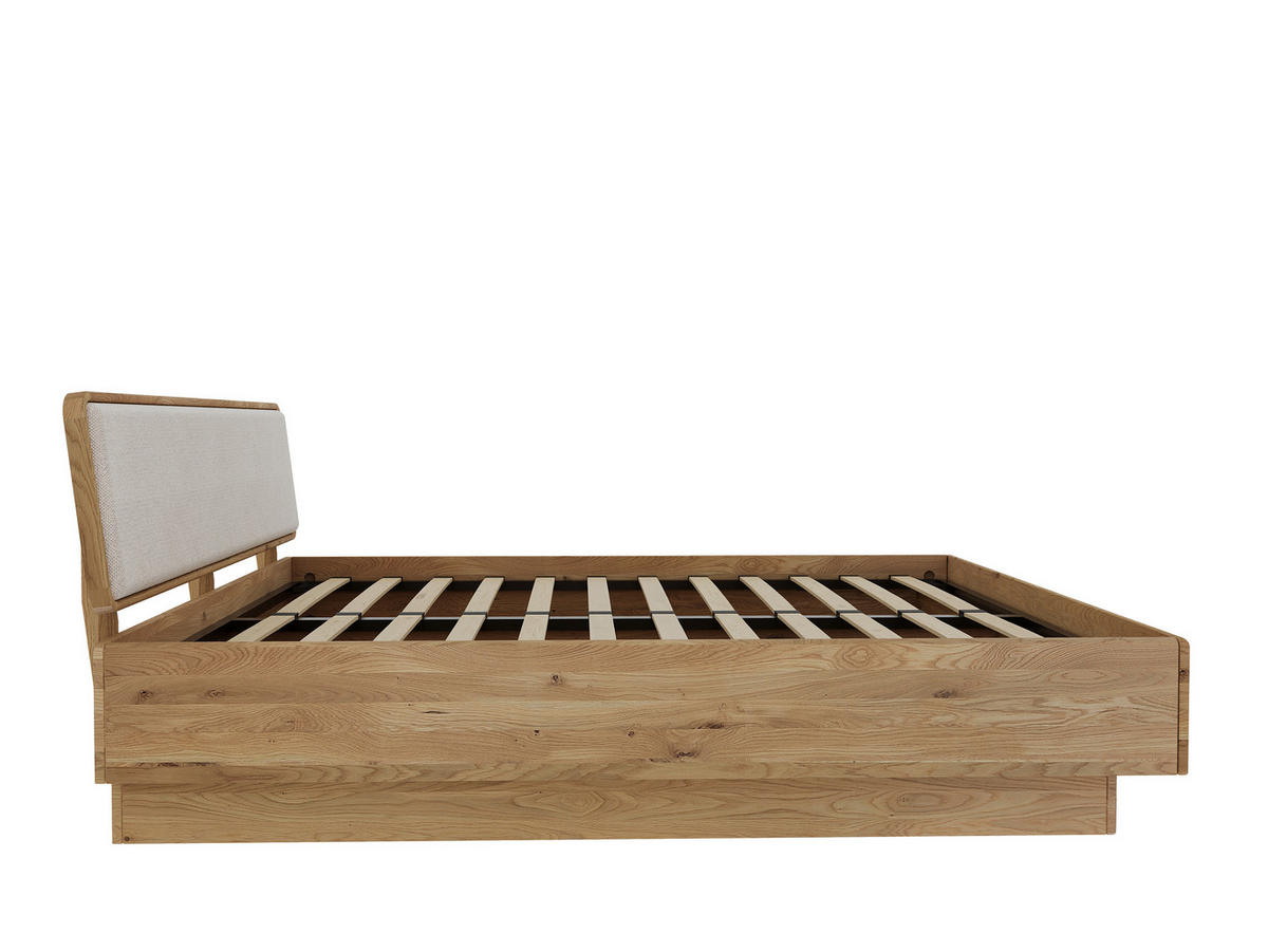 BETT in Creme, Wildeiche  - Wildeiche/Eichefarben, MODERN, Holz/Textil (180/200cm) - MID.YOU